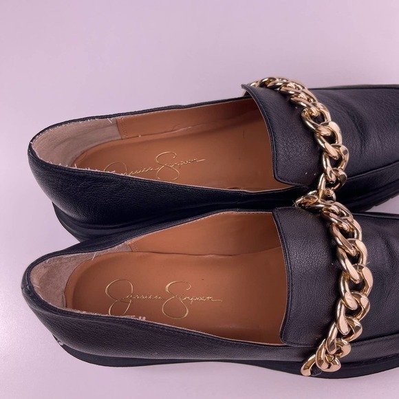 Jessica Simpson Disila Slip-On Leather Chunky Loafer Gold Chain Lug Women's 9.5 - Picture 9 of 10